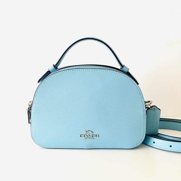 Coach Serena Satchel Top Handle Blue Leather Purse